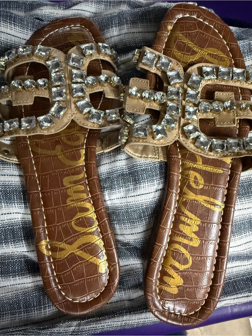 Sam Edelman Brown Jeweled Slide Sandals